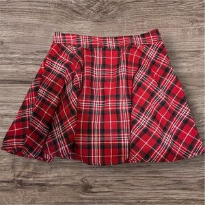 FOREVER 21 Red Black White Plaid Lined Skirt